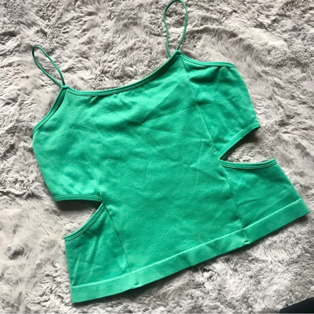FREE w/ purchase Y2k rave Unique Green cut out cropped tank Suzette Collection